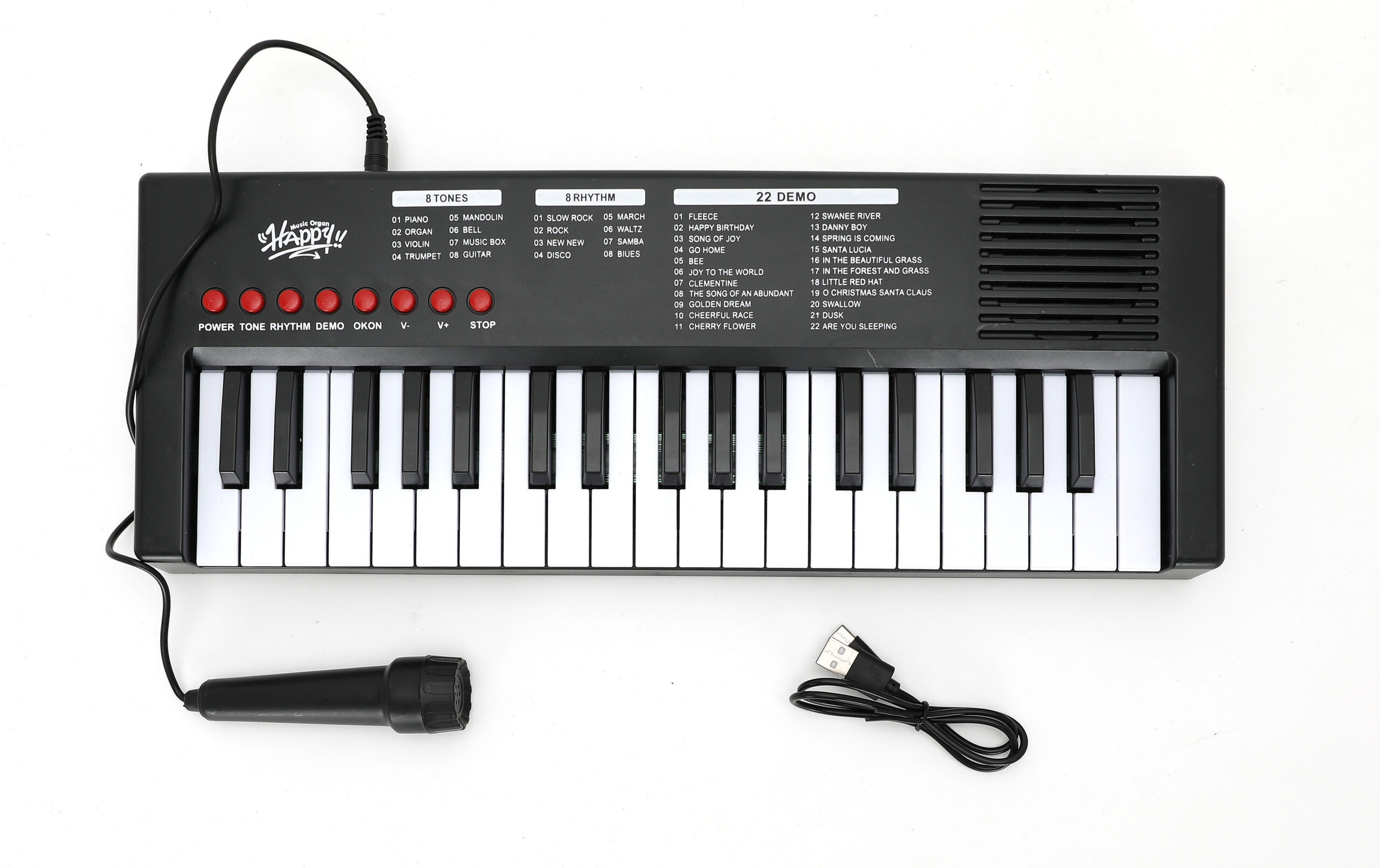 Mamido Dětský keyboard s mikrofonem 37 kláves černý - Obrázek 2