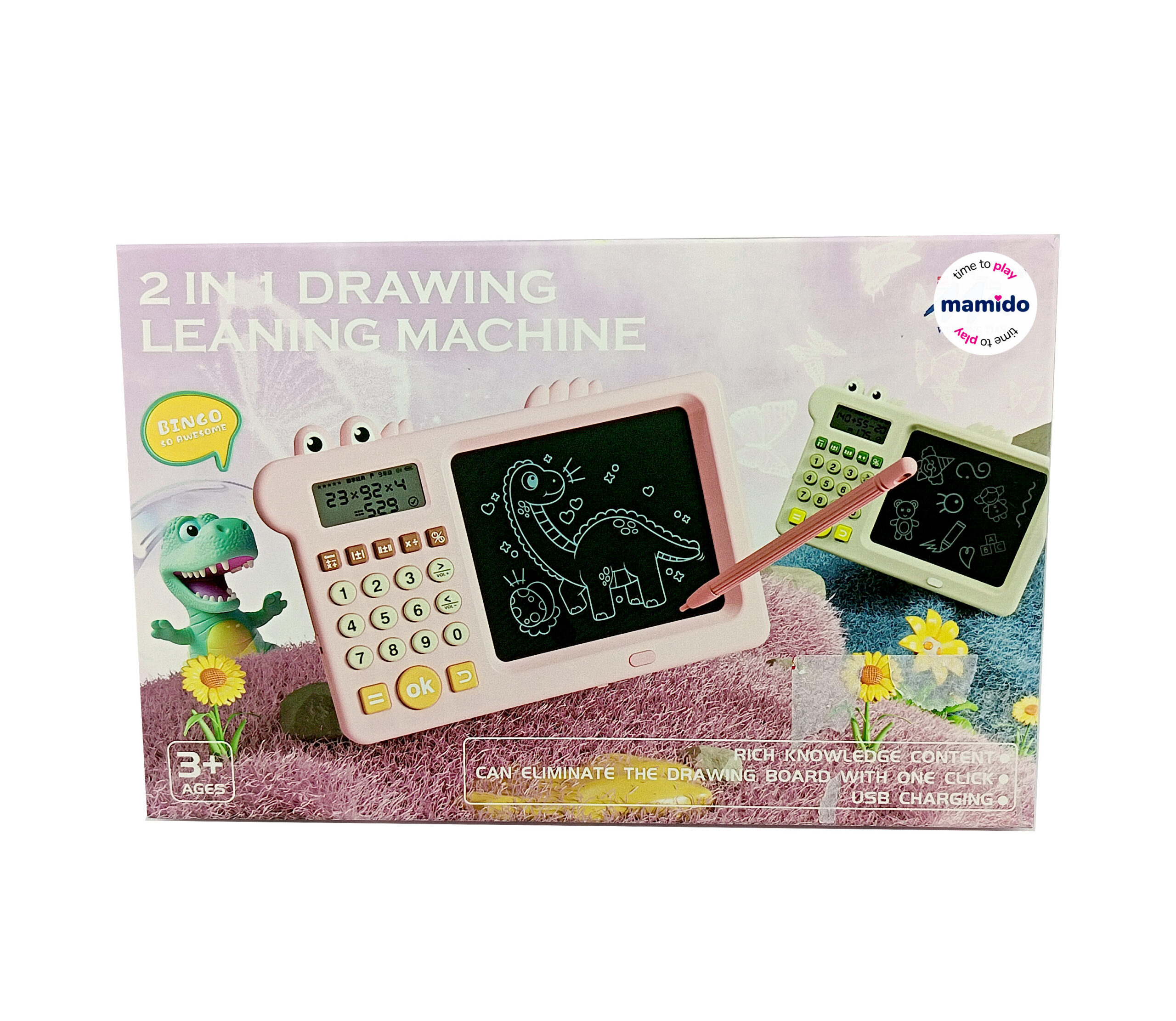 Mamido Dětský psací tablet s kalkulačkou 2v1 dinosaurus - Obrázek 2
