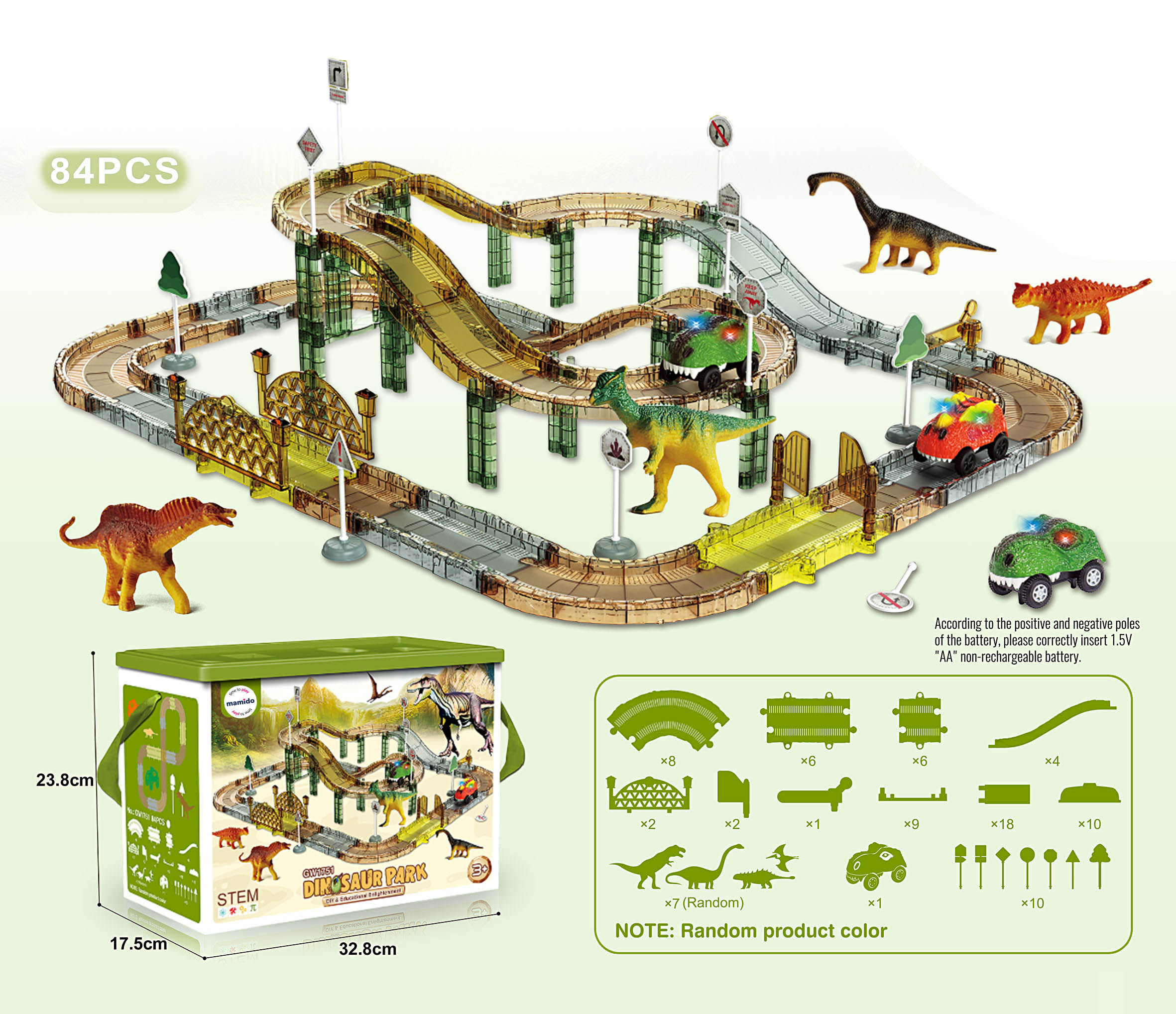 Mamido Dinosauří závodní dráha s elektrickým autíčkem 84 dílů v Boxu