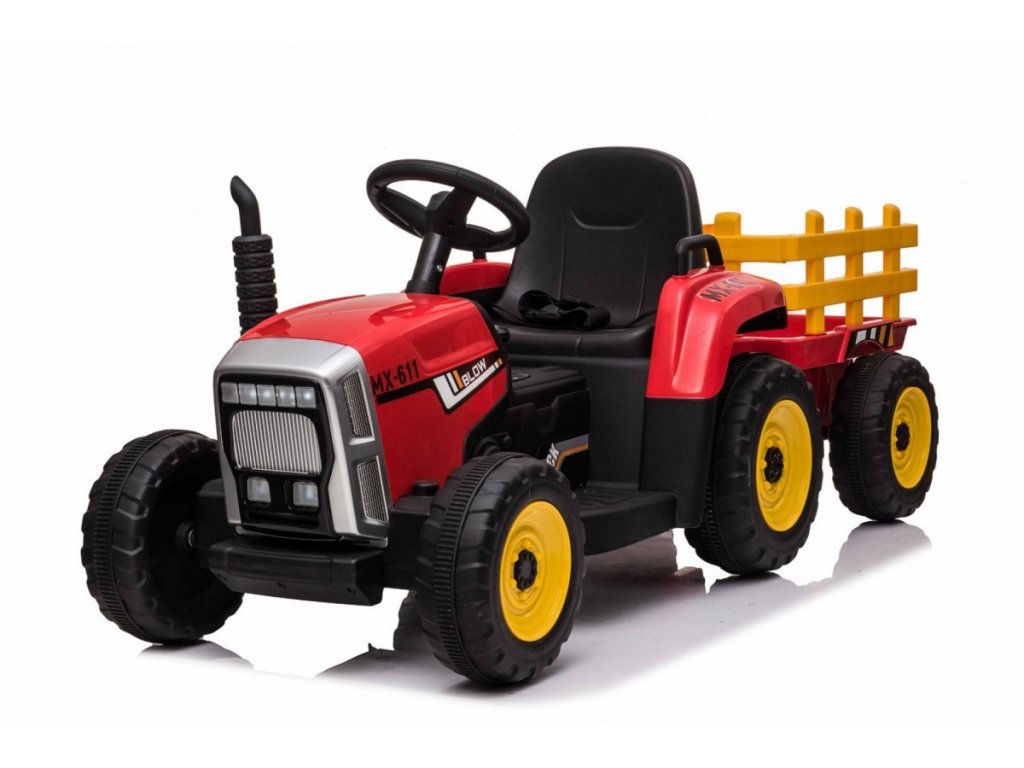 Mamido Elektrický traktor s vlečkou Blow červený