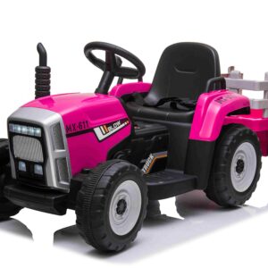 Mamido Elektrický traktor s vlečkou Blow růžový