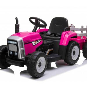 Mamido Elektrický traktor s vlečkou T2 růžový 12V7Ah EVA kola