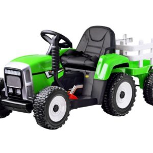Mamido Elektrický traktor s vlečkou T2 zelený 12V7Ah EVA kola