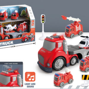 Mamido Hasičské auto s vlečkou pro nejmenší se světly a zvuky Fire Truck Transport