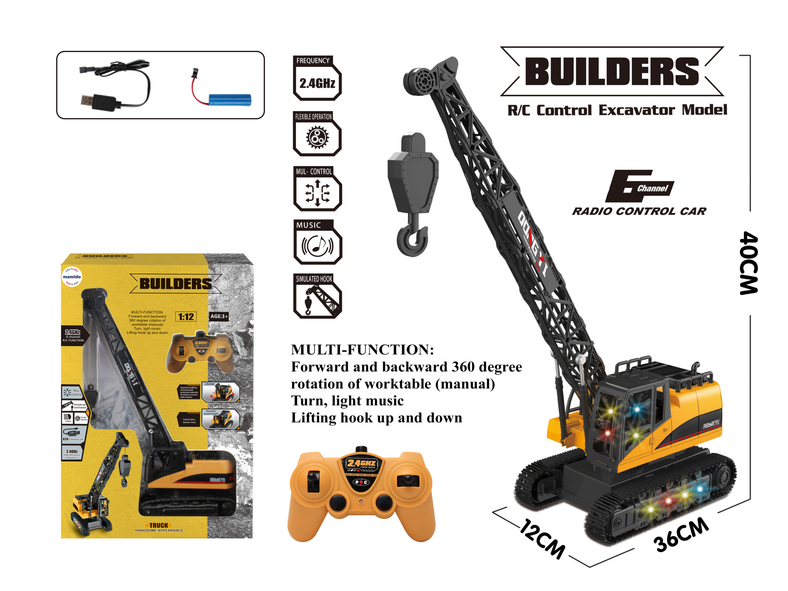Mamido Jeřáb na dálkové ovládání Builders RC 2