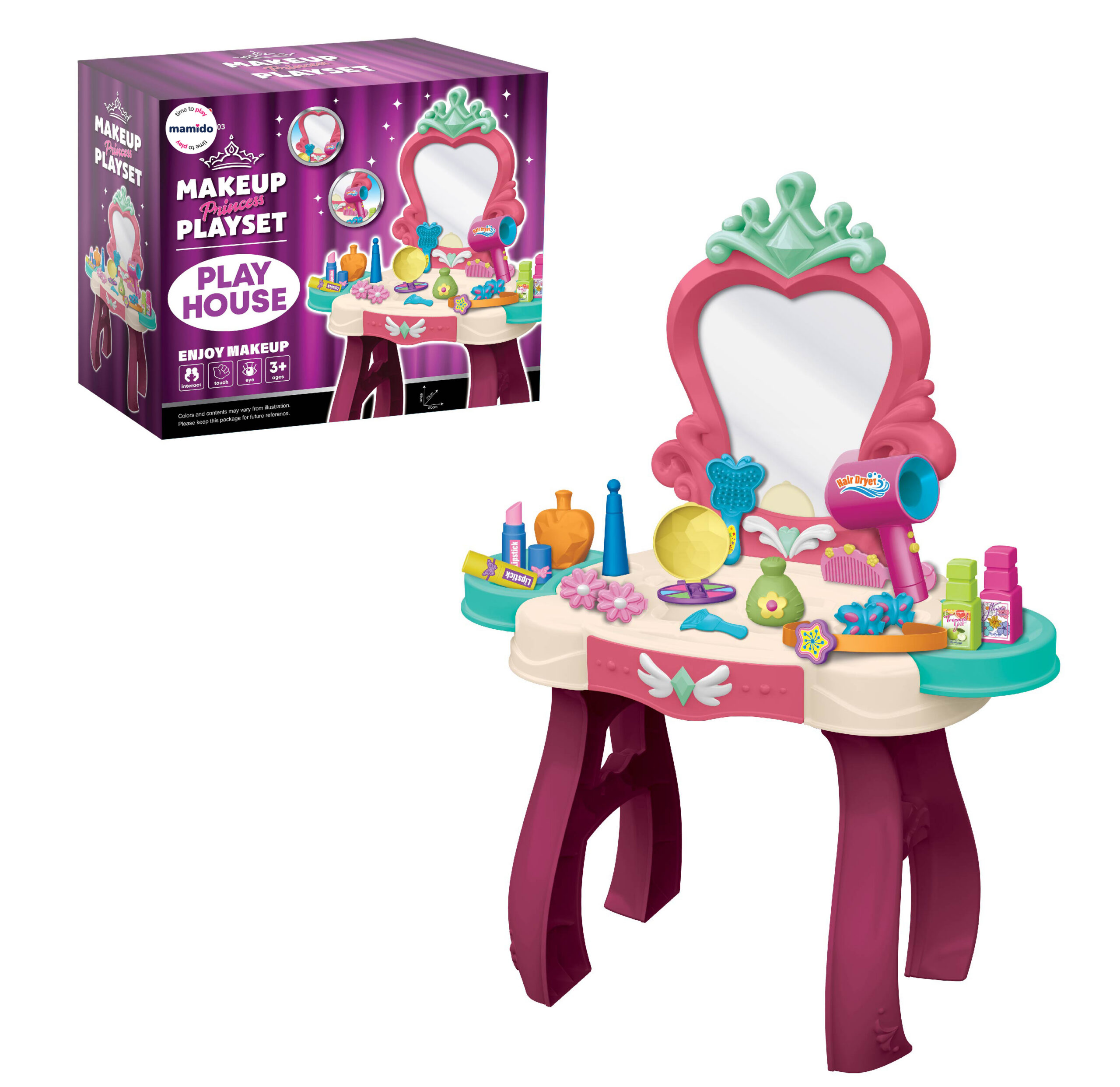 Mamido Kosmetický stoleček s příslušenstvím Makeup Princess set MT1621 - Obrázek 2