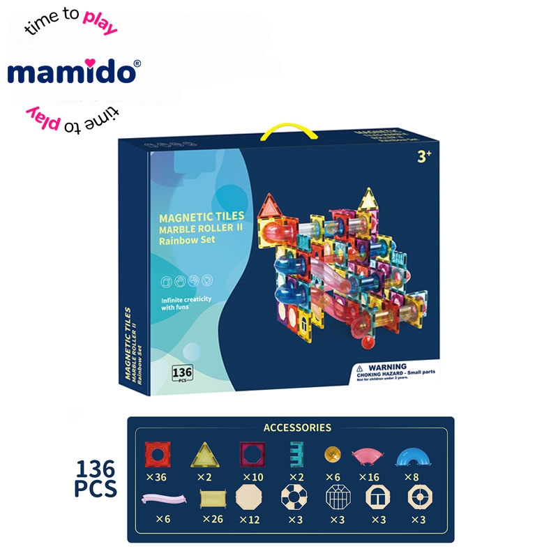 Mamido Magnetická stavebnice 136 dílků DIY kuličková dráha - Obrázek 2