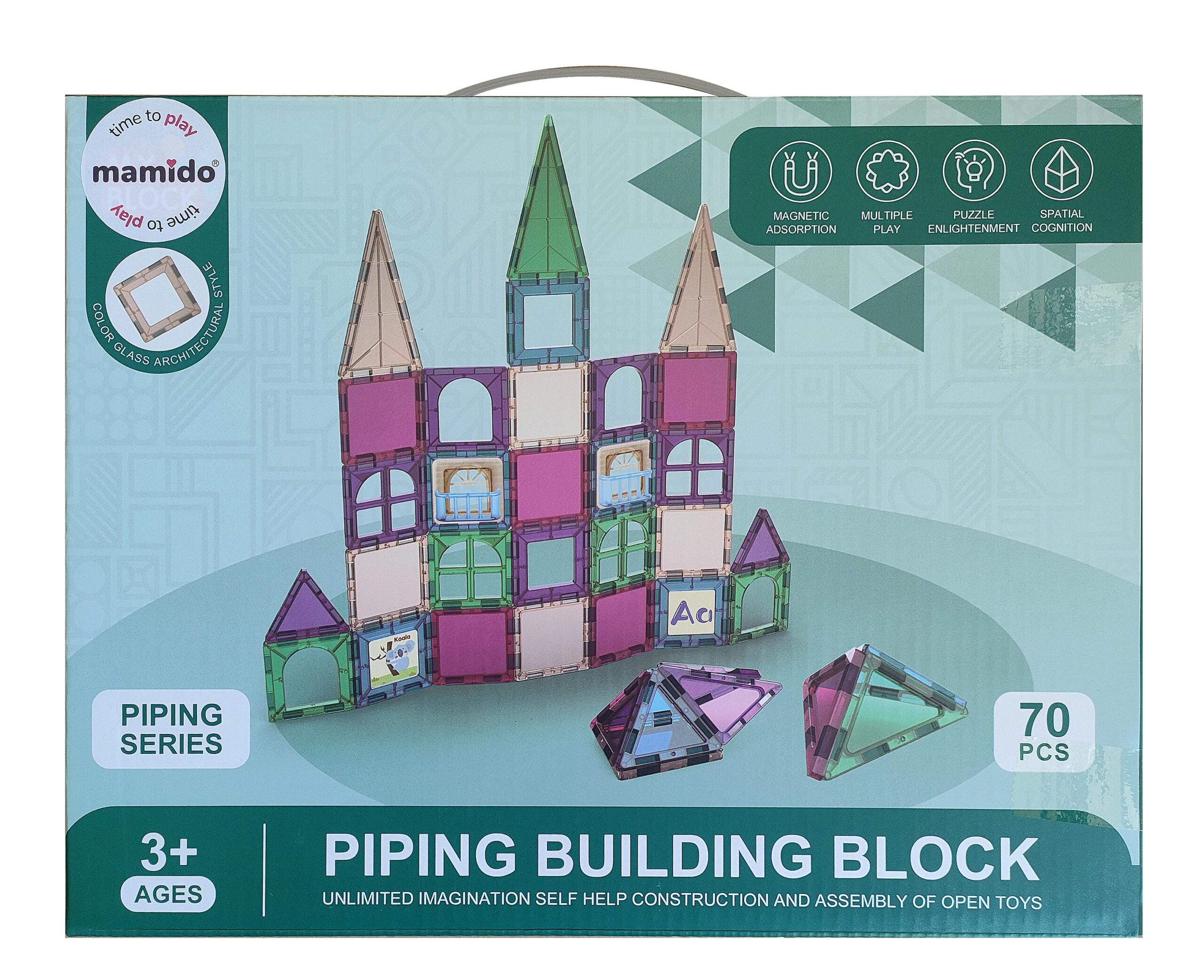 Mamido Magnetická stavebnice Piping building blocks 70 dílů - Obrázek 2