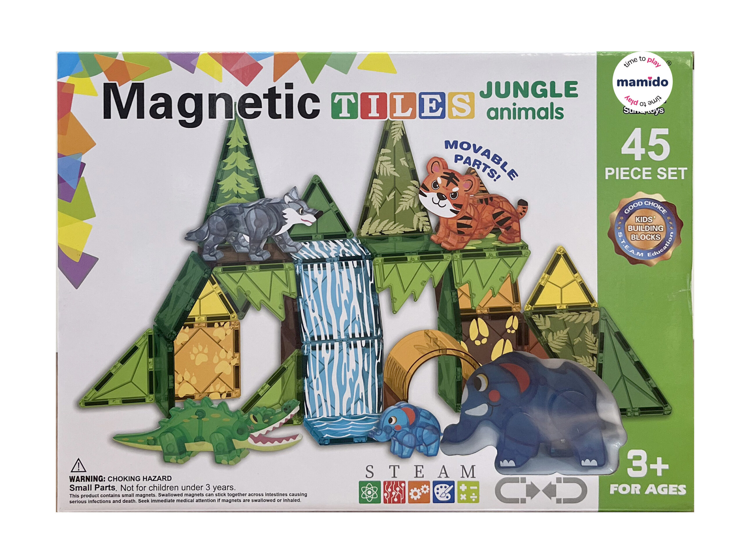 Mamido Magnetická stavebnice džungle zvířatka 45 dílů MT1442 - Obrázek 2