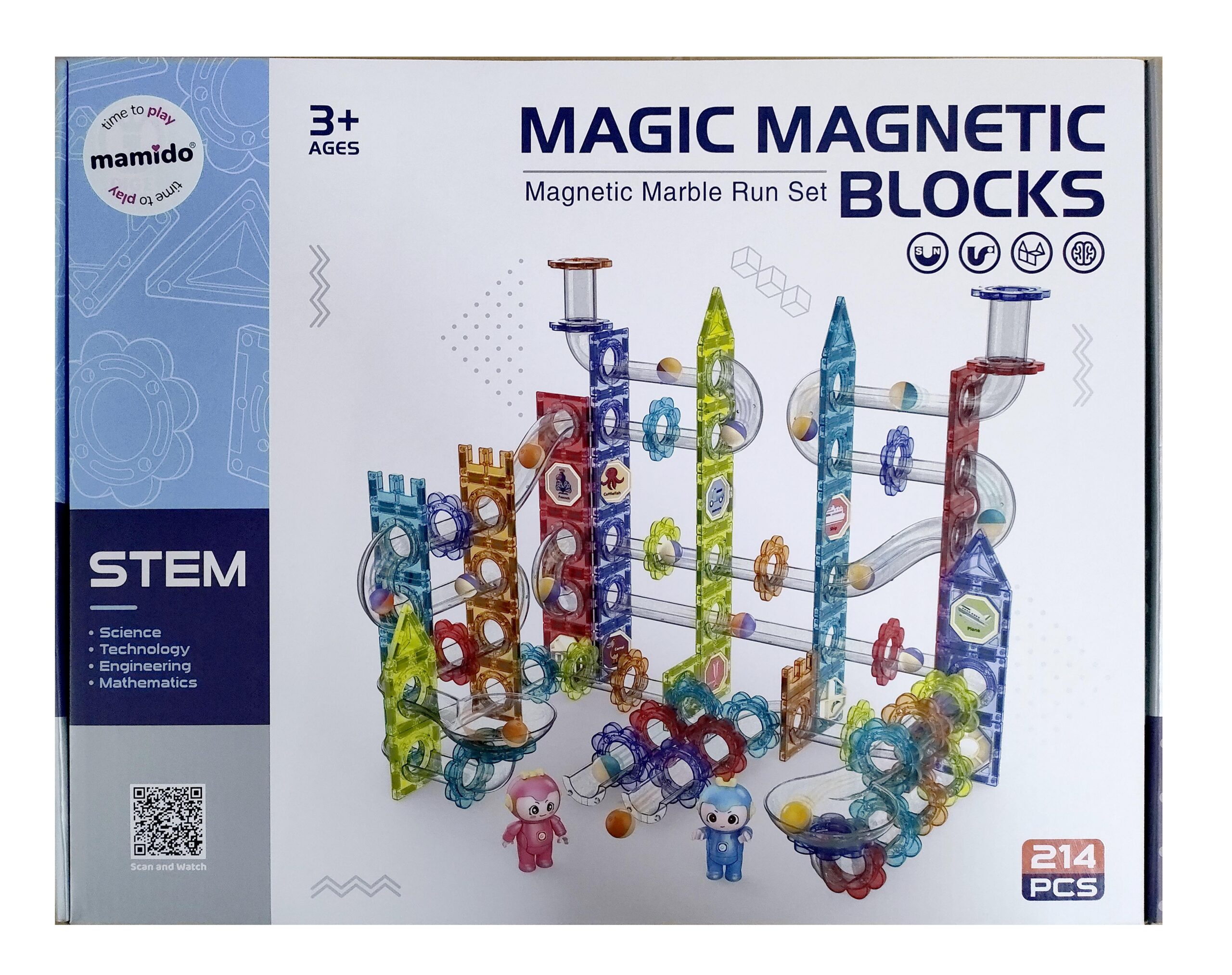 Mamido Magnetická stavebnice kuličková dráha 214 dílů XL - Obrázek 2