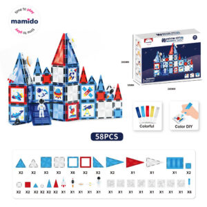 Mamido Magnetická stavebnice vesmír Window Art DIY Space Rocket 58 dílů MT1477