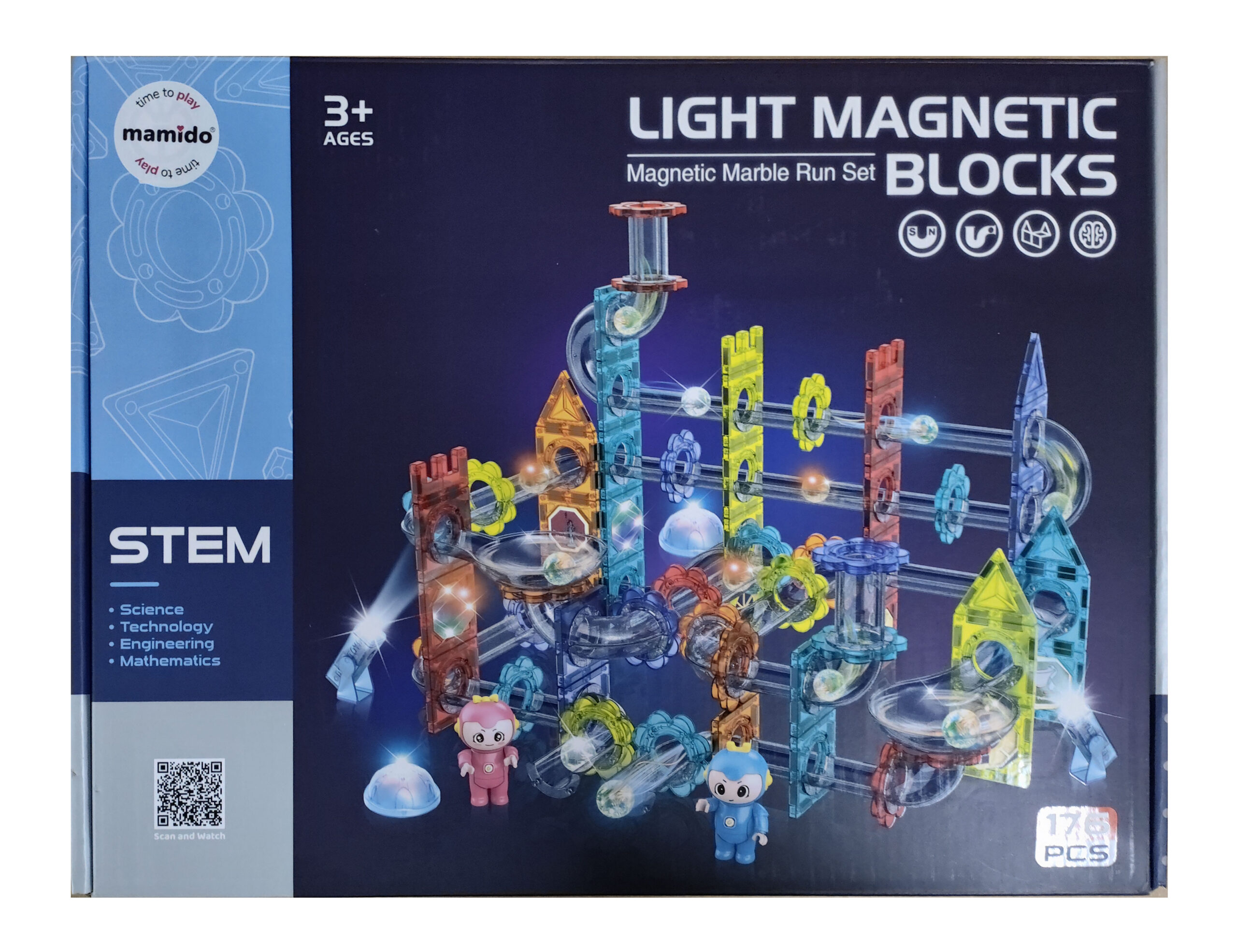 Mamido Magnetická svítící stavebnice kuličková dráha 176 dílů XL - Obrázek 2
