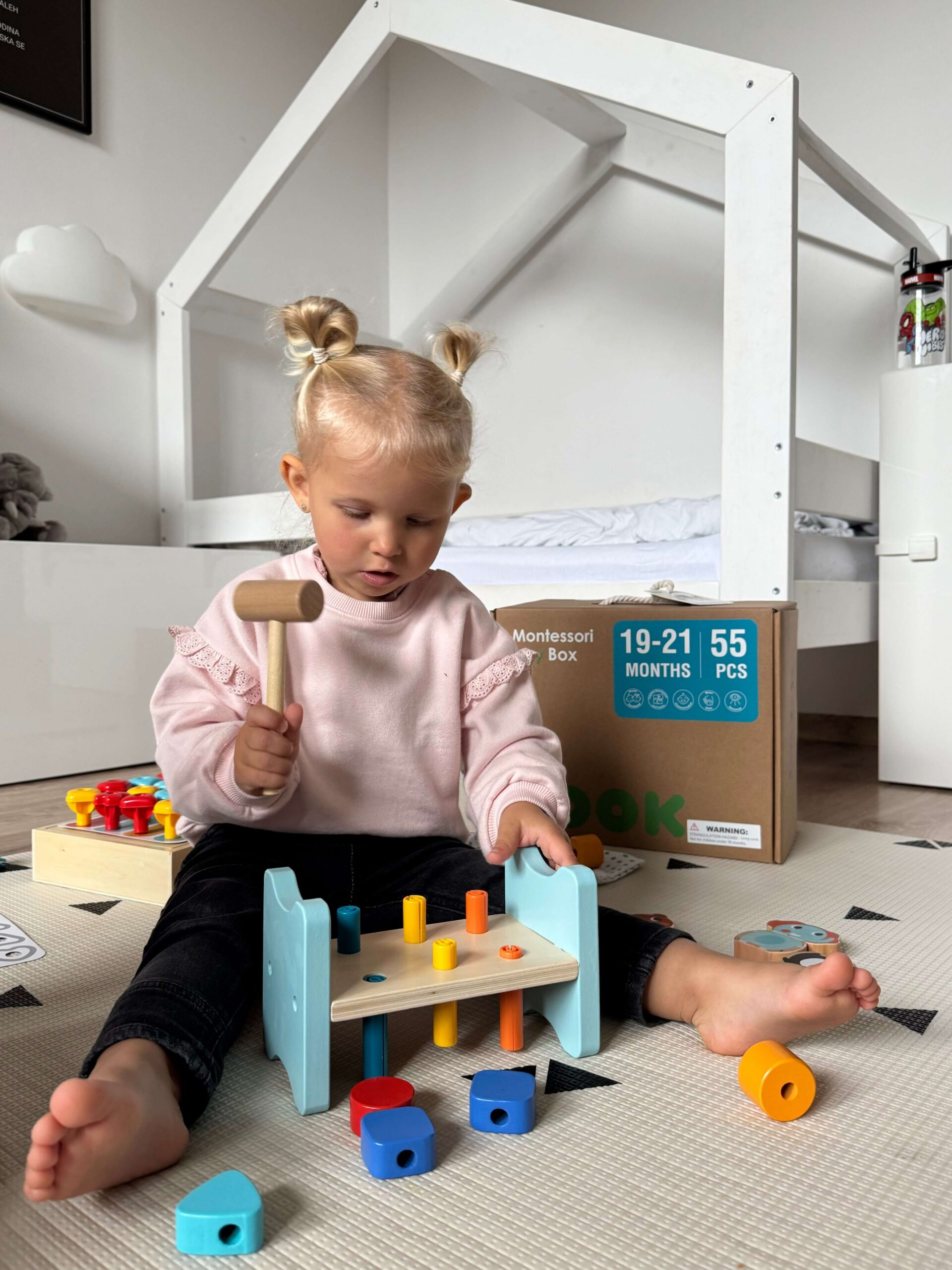 Mamido Montessori box XXL 5v1 55ks od 19 měsíců Motorické Naučné Zatloukání Vkládání - Obrázek 2