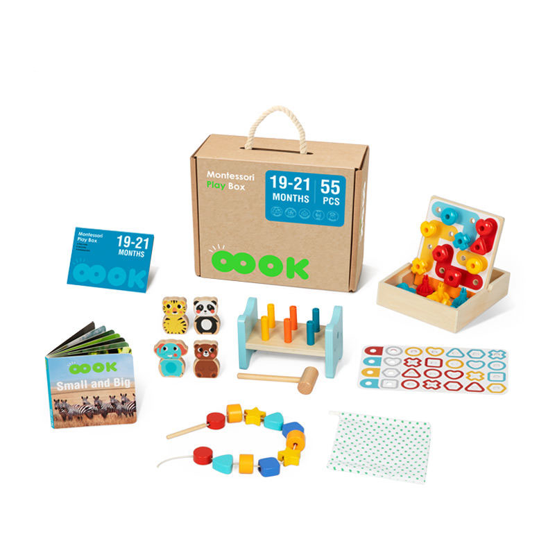 Mamido Montessori box XXL 5v1 55ks od 19 měsíců Motorické Naučné Zatloukání Vkládání