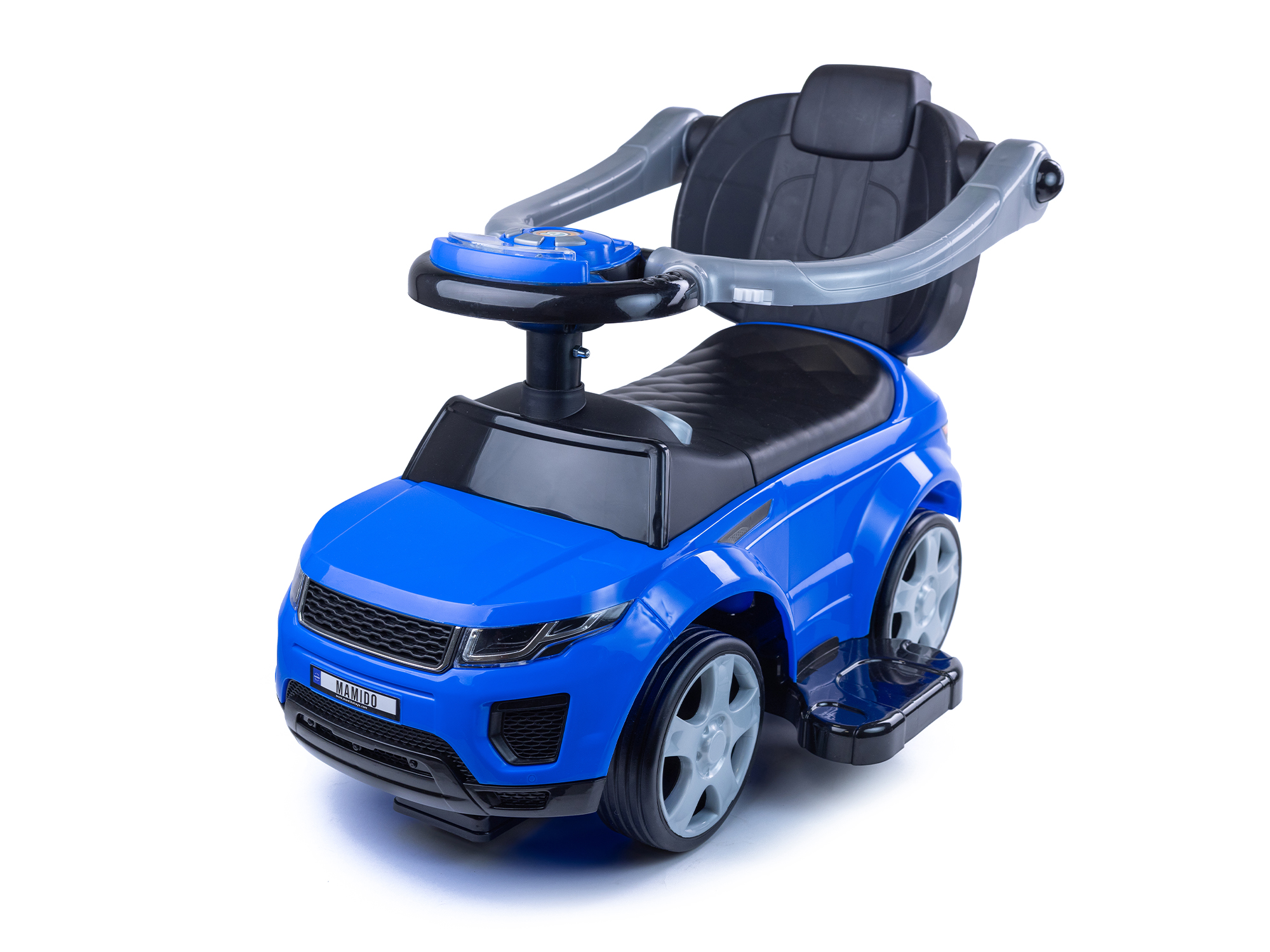 Mamido Odrážedlo Sport Car s vodící tyčí 3v1 GUMOVÁ kola modré - Obrázek 2