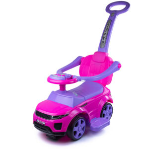 Mamido Odrážedlo Sport Car s vodící tyčí 3v1 GUMOVÁ kola růžové