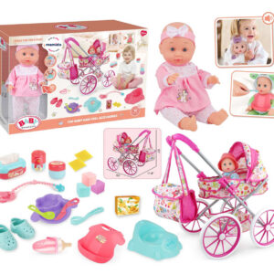 Mamido Panenka miminko s kočárkem a doplňky Baby Sweet Love MT1596