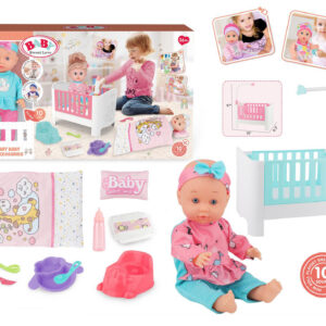 Mamido Panenka miminko s postýlkou a doplňky Baby Sweet Love MT1597