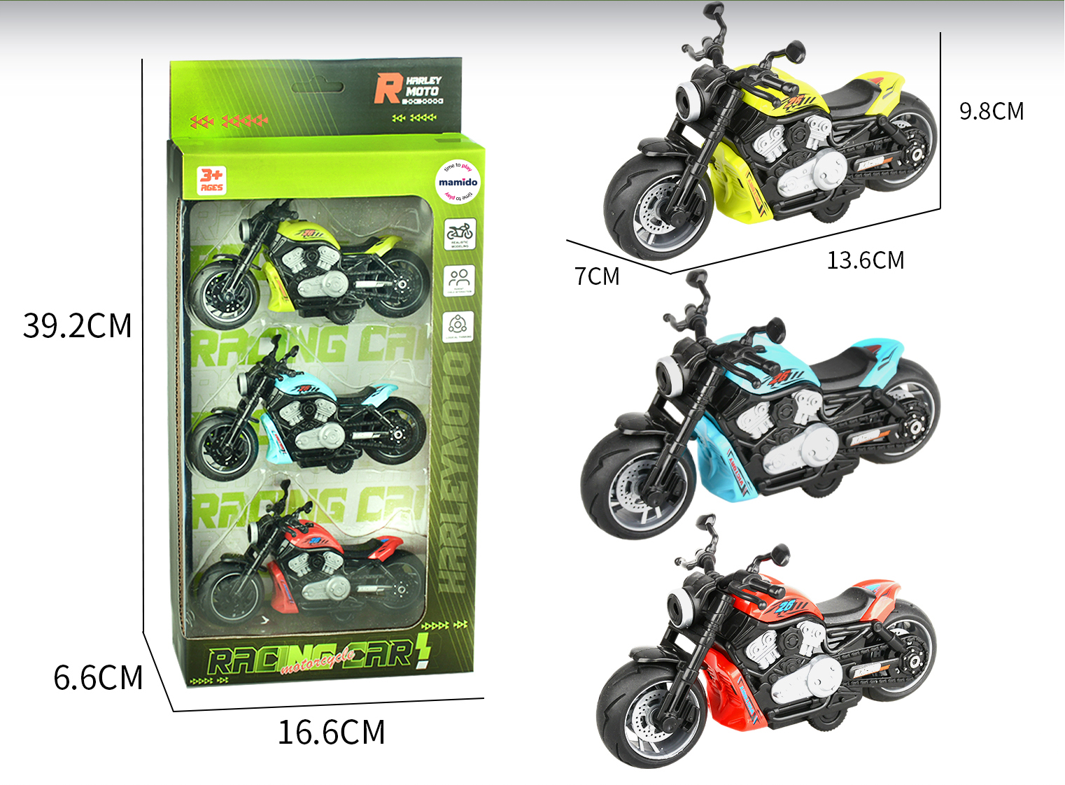 Mamido Sada tří závodních motorek MT1177