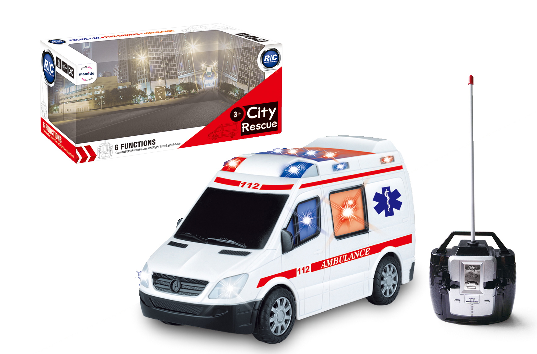 Mamido Sanitka na dálkové ovládání se světly Ambulance MT1376