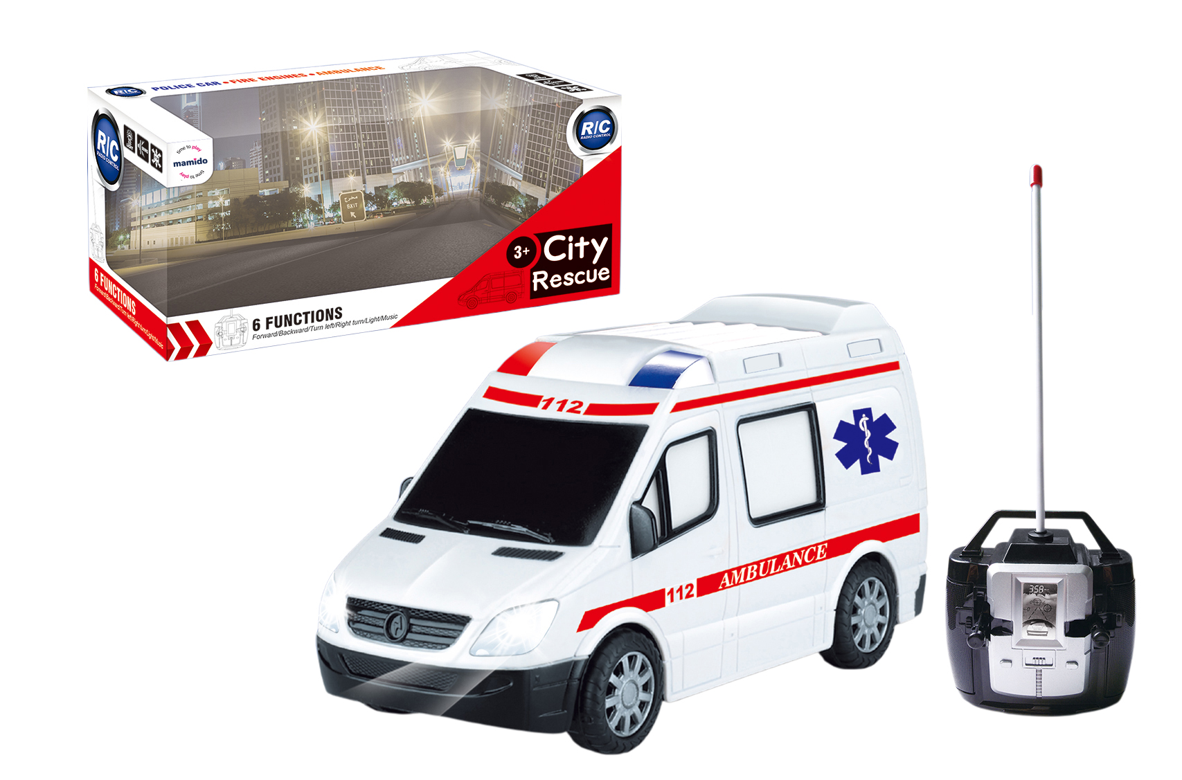 Mamido Sanitka na dálkové ovládání se světly a zvuky Ambulance MT1370