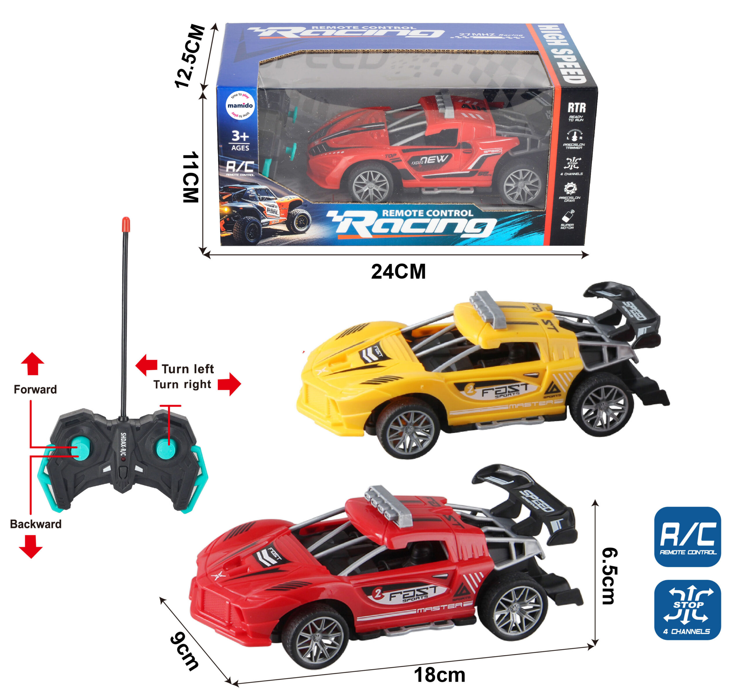 Mamido Sportovní auto na dálkové červené Racing MT1375