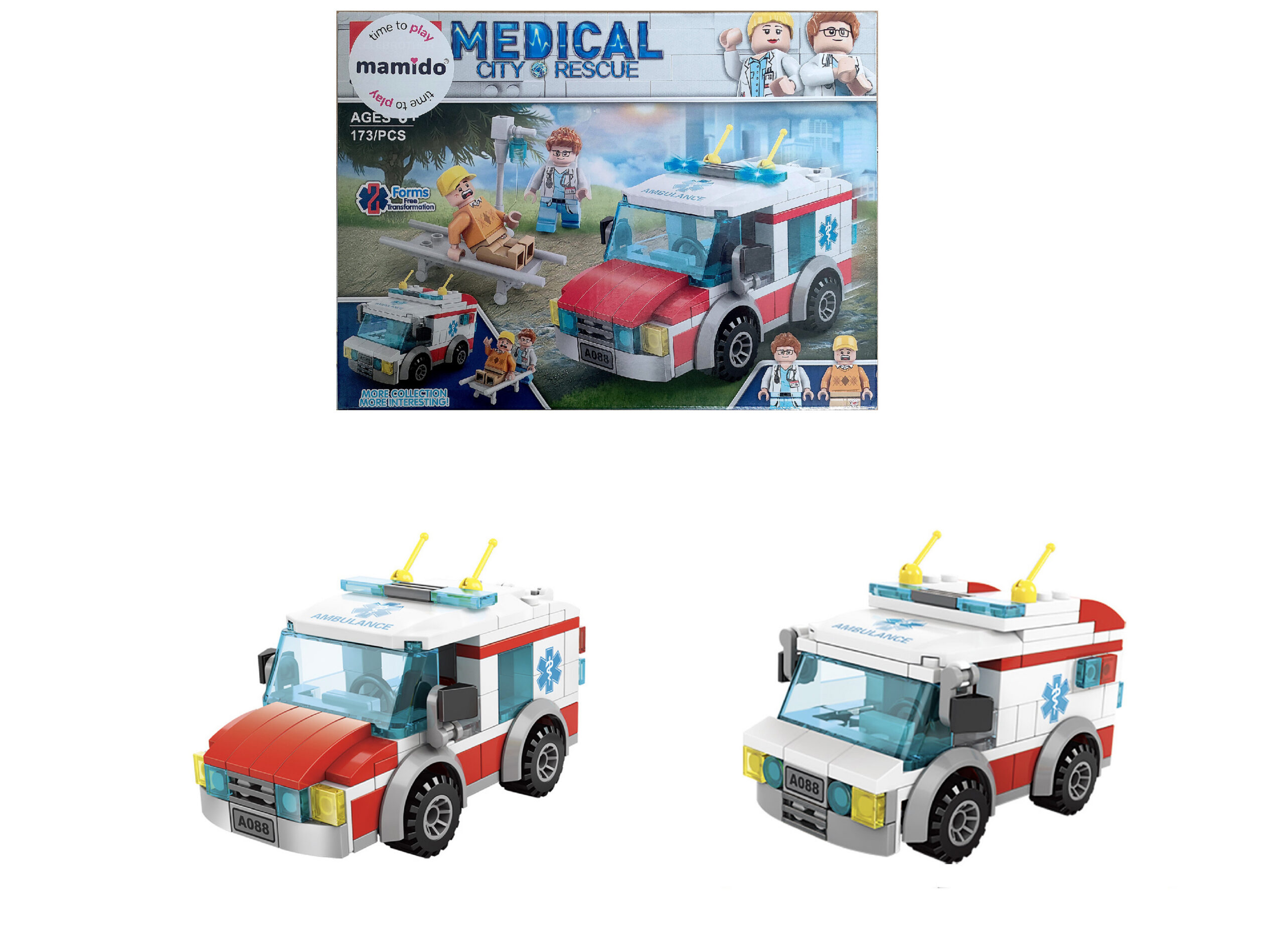Mamido Stavebnice sanitky 173 dílků Medical Rescue s figurkami MT1126 - Obrázek 2