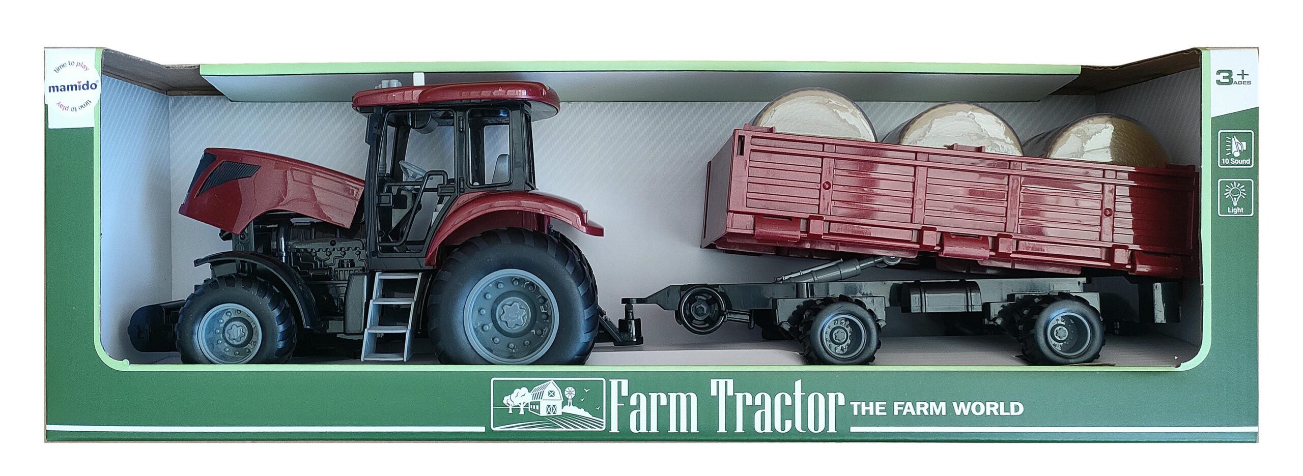 Mamido Traktor s vlečkou a balíky sena 1805-7AT červený XL - Obrázek 2