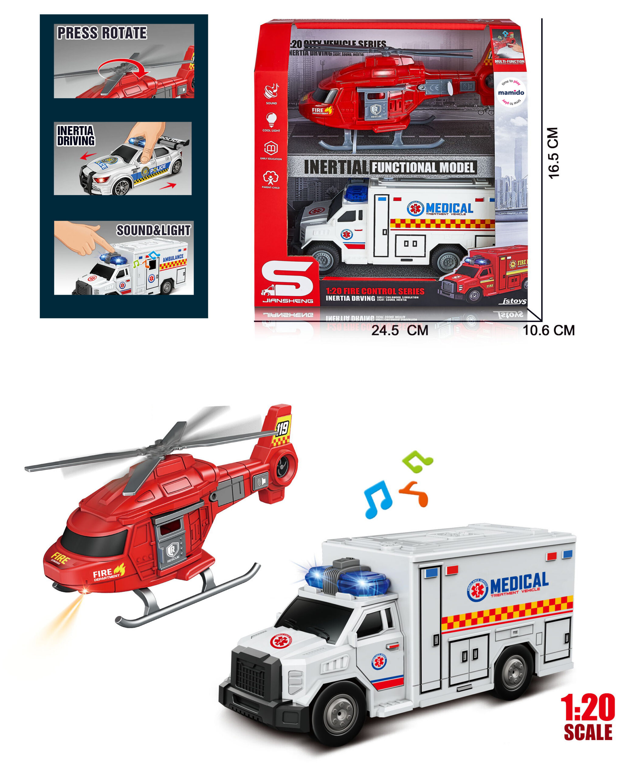 Mamido Záchranářský set 1:20 sanitka a vrtulník Medical MT1289