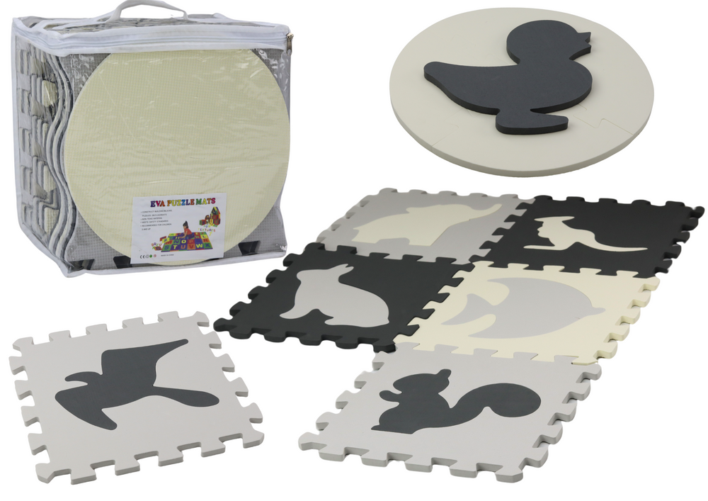 Měkké pěnové puzzle kontrastní vzdělávací podložka EVA šedá 28 dílků