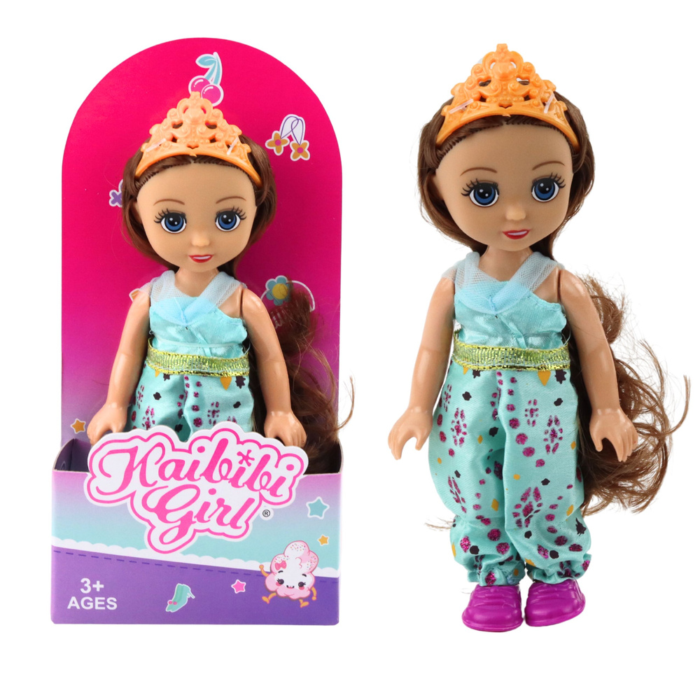 Mini panenka princezna s korunou a zdobenými šaty 17 cm mix - Obrázek 2