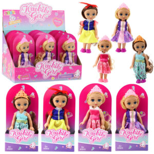 Mini panenka princezna s korunou a zdobenými šaty 17 cm mix