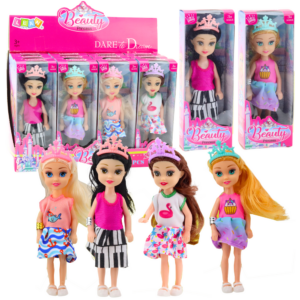 Mini panenka princezna s korunou barevné šaty 14 cm mix