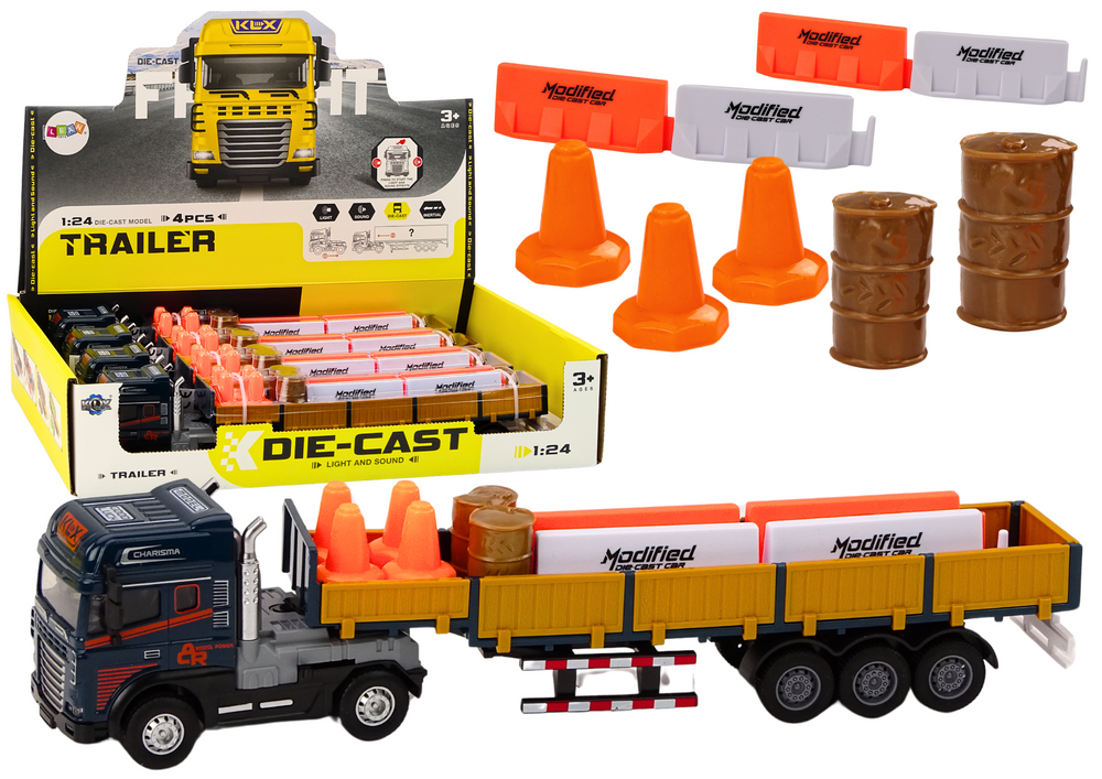 Modrý nákladní vůz s přívěsem 1:24 TIR - auto s doplňky a zvuky