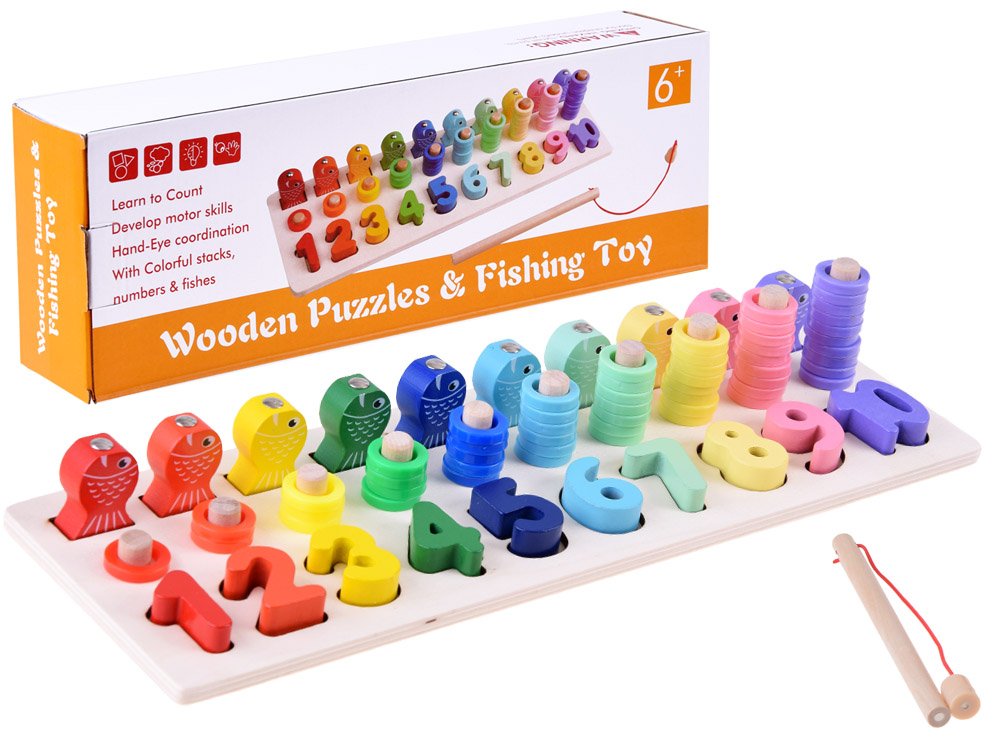 Montessori dřevěná hra s čísly a magnetickým prutem 77 dílků - Obrázek 2