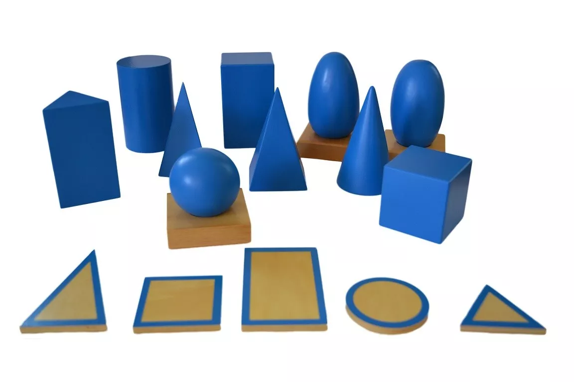 Moyo Montessori Moyo Montessori Geometrická tělesa s podstavci a krabicí - Obrázek 2