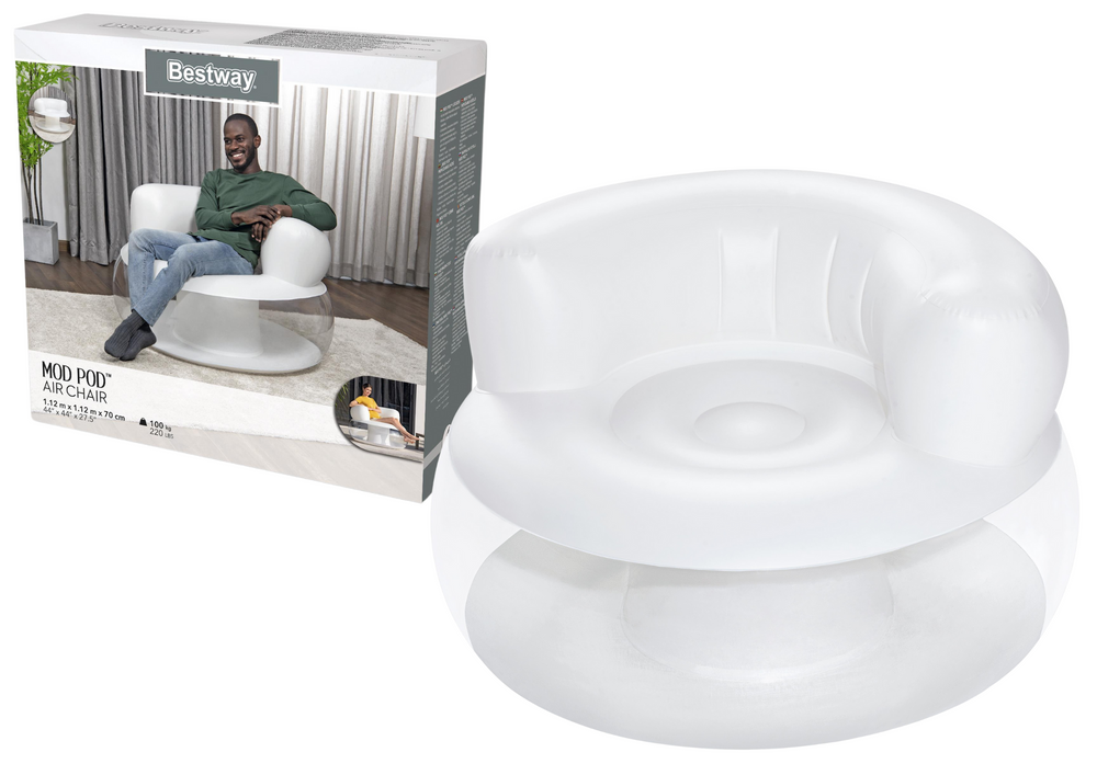 Nafukovací křeslo 112 x 112 x 70 cm Bestway 75138 bílé