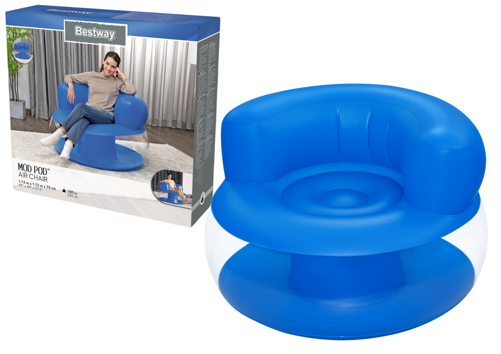 Nafukovací křeslo 112 x 112 x 70 cm Bestway 75138 modré