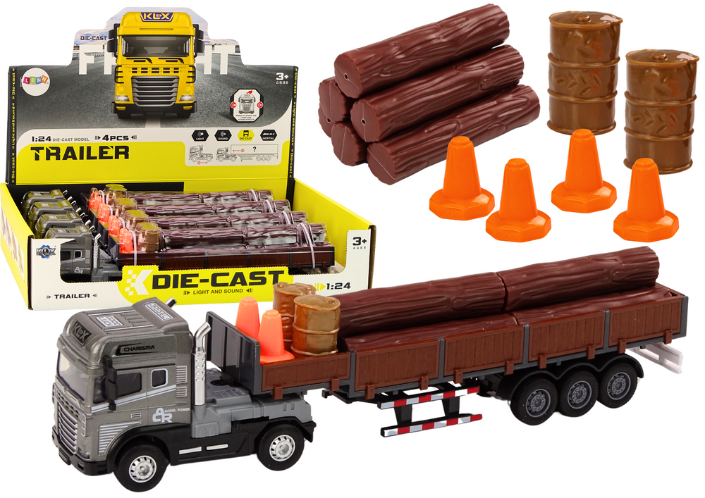 Nákladní auto s přívěsem a doplňky 1:24