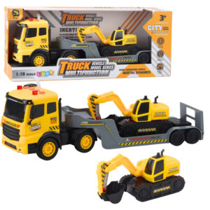 Nákladní vůz s bagrem Caterpillar otočný o 360° 1:16 žlutý