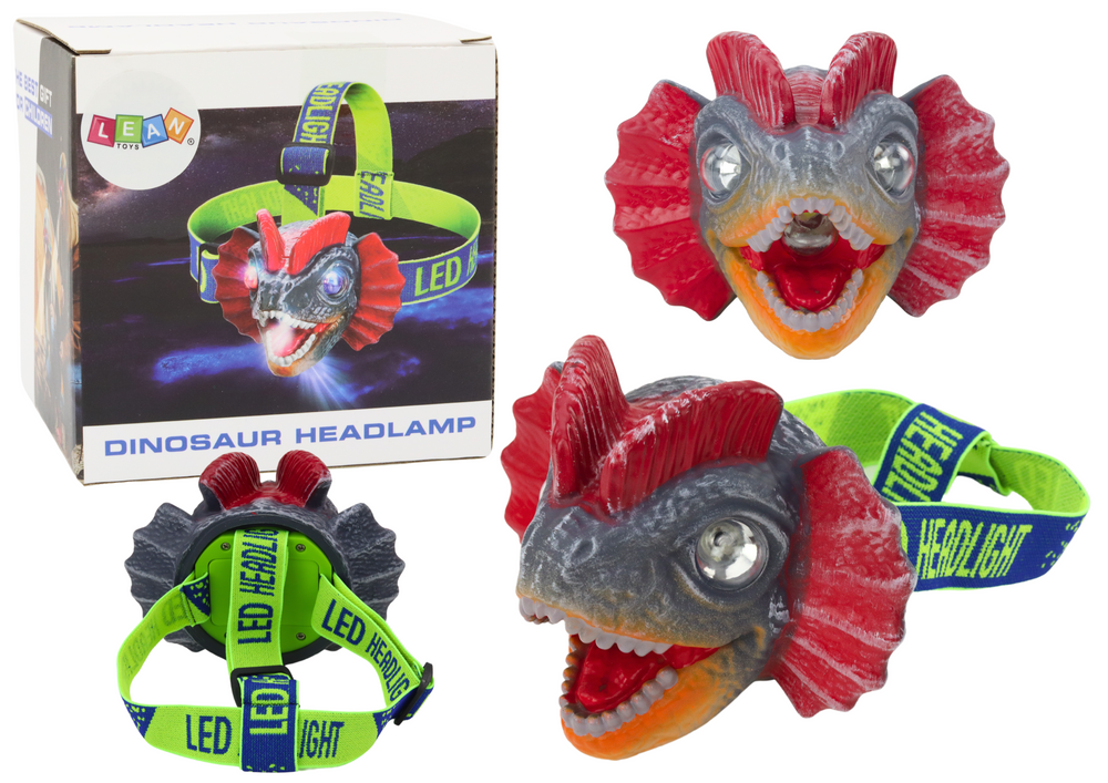 Nastavitelná čelovka dinosaurus se 3 LED diodami