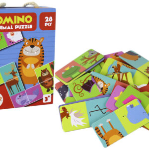 Oboustranné domino Puzzle se zvířaty 10cm x 5cm 28 dílů