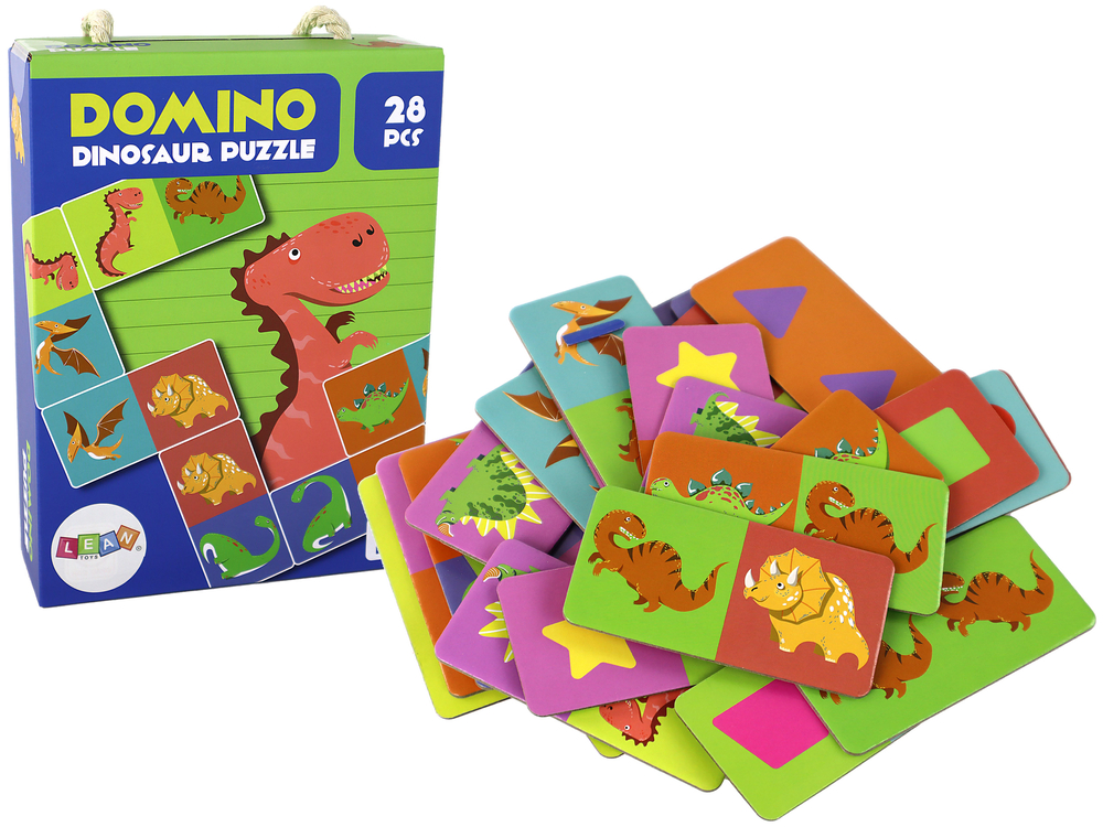 Oboustranné puzzle DOMINO Dinosauři 28 dílků