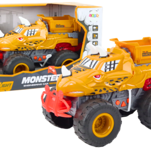 Oranžové terénní auto dinosaur s třecím pohonem sklápěč