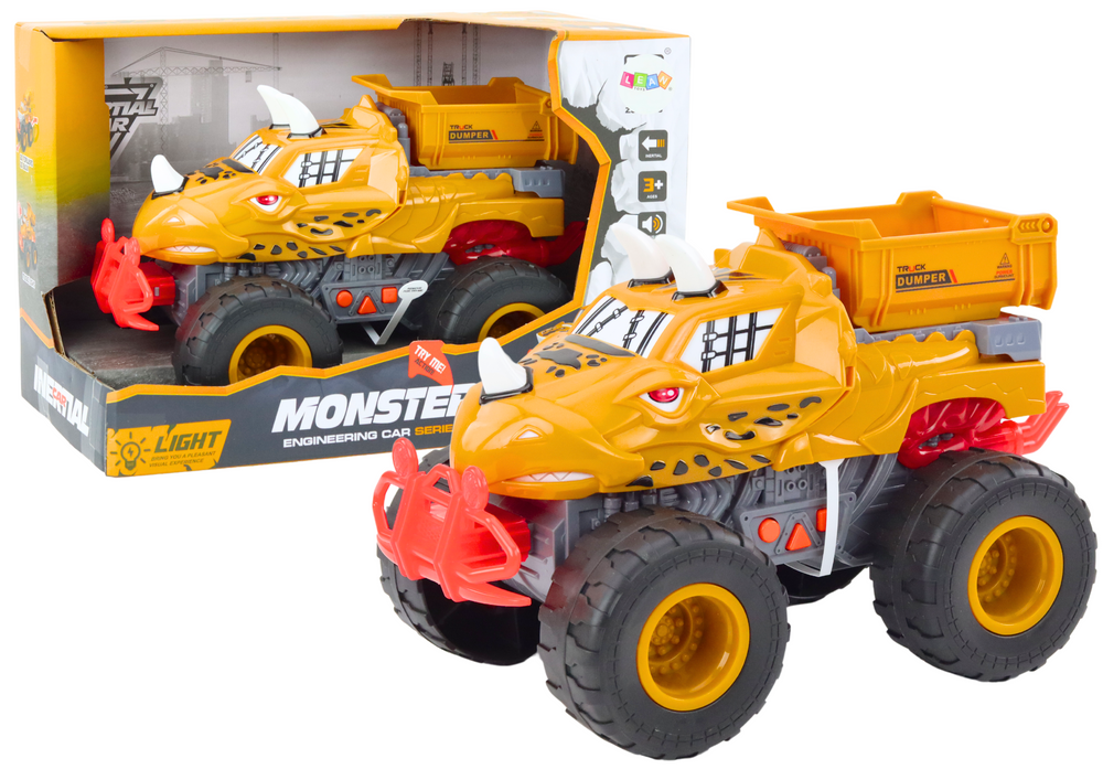 Oranžové terénní auto dinosaur s třecím pohonem sklápěč