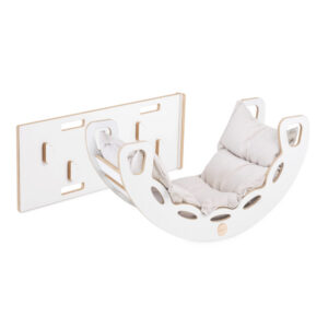 PLUSH NEST PLUSH NEST Dřevěné houpátko Mini 4v1 s lezeckou stěnou