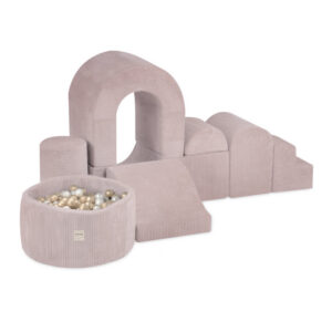 PLUSH NEST PLUSH NEST Hrací hrad s bazénem a 150 míčky světle růžový Manšestr
