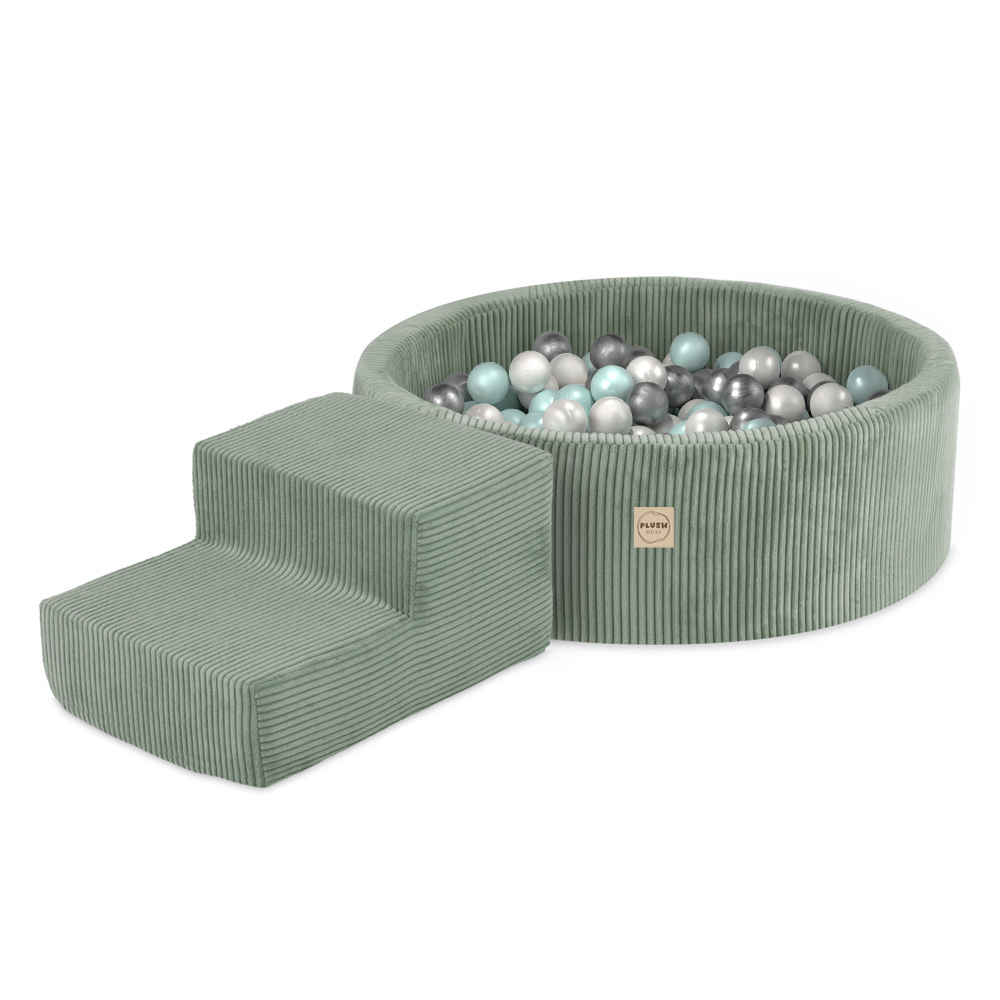 PLUSH NEST PLUSH NEST Mini hřiště se suchým bazénem 90 × 30 cm se schůdky a 200 míčky
