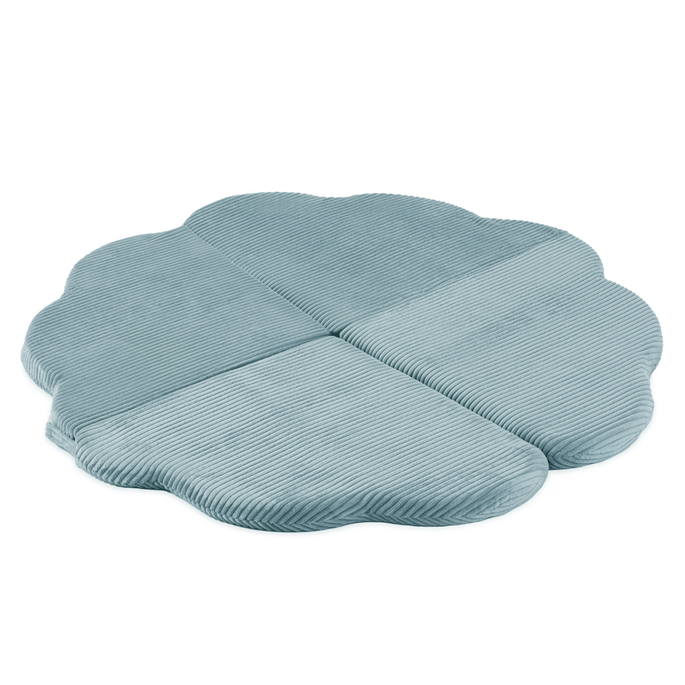 PLUSH NEST PLUSH NEST Plyšová hrací podložka ve tvaru květu 115 × 115 × 5 cm Prémiový manšestr modrá