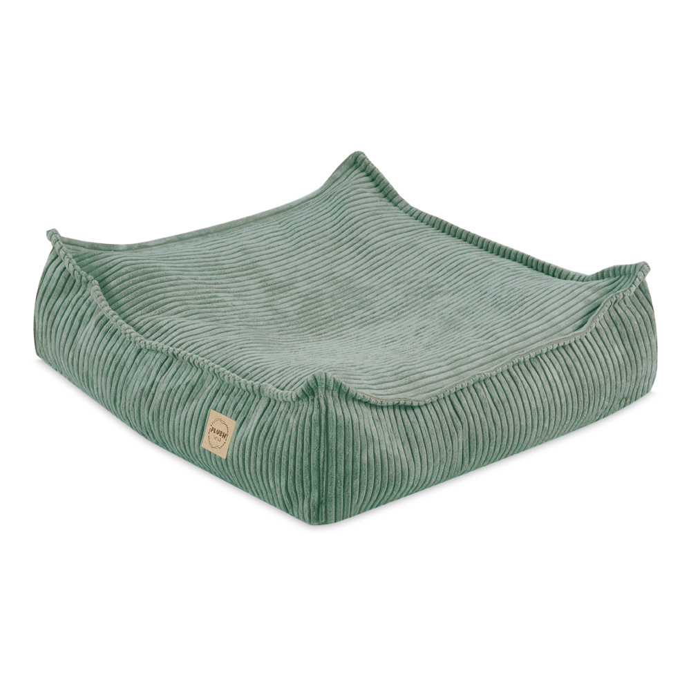 PLUSH NEST PLUSH NEST Podlahový puf čtvercový Prémiový manšestr 60 × 60 cm zelený